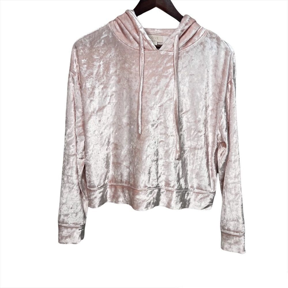 Love by Gap Velour Velvet Cropped Pink Hoody Size Small Barbiecore